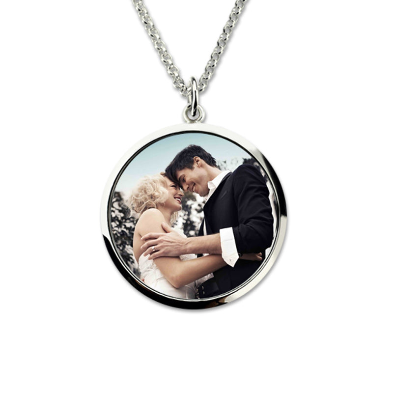 Collana in argento sterling con fotografia a colori epossidica incisa 