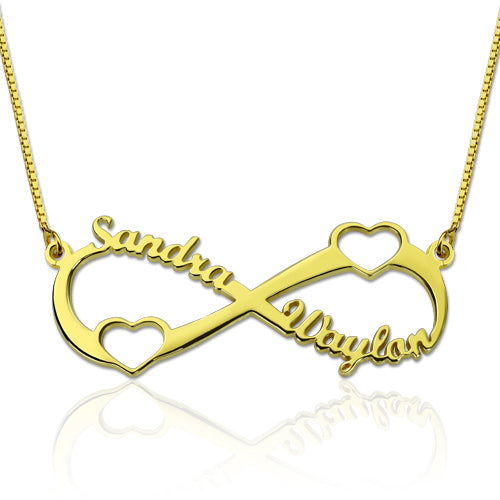 Double Heart Infinity Names Necklace Sterling Silver