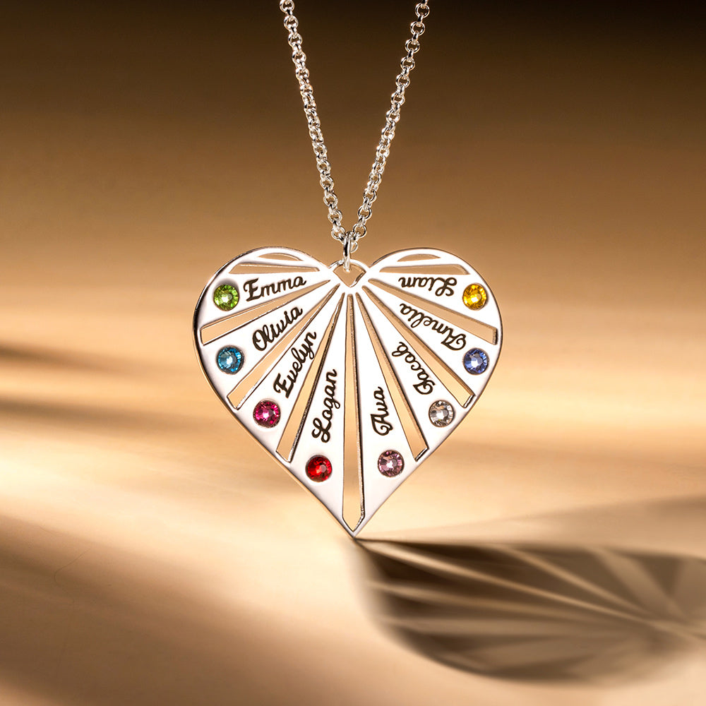 Collana personalizzata con pietre portafortuna a forma di cuore diviso - Argento Sterling 925 