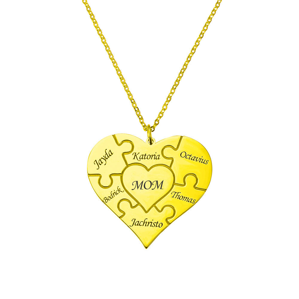 Personalized Heart Puzzle Necklace Silver