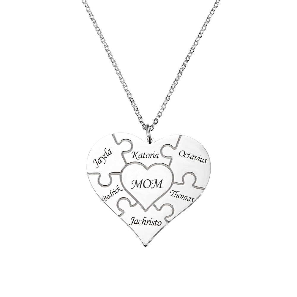 Collana personalizzata con puzzle a forma di cuore in argento 