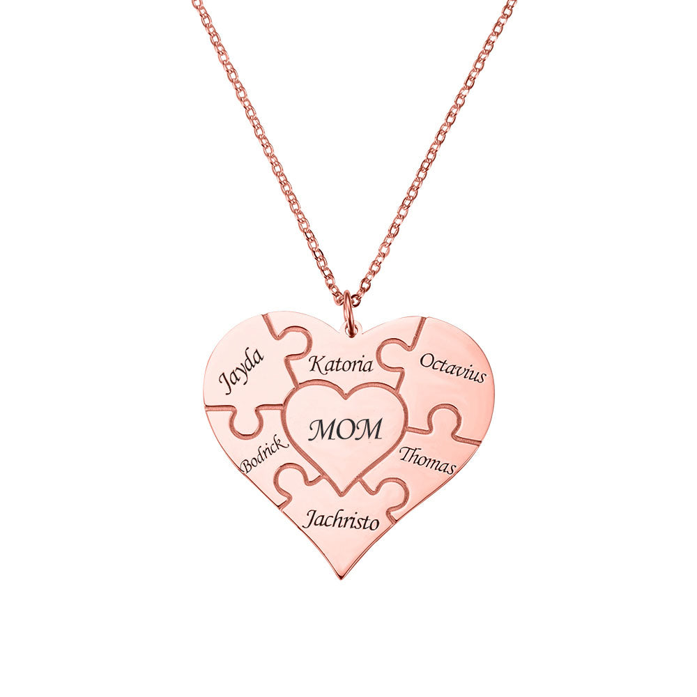 Personalized Heart Puzzle Necklace Silver