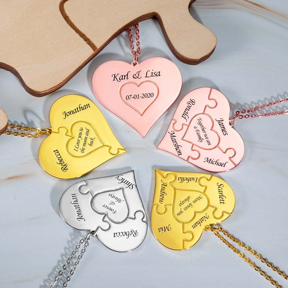 Personalized Heart Puzzle Necklace Stainless Steel