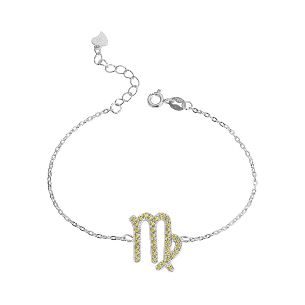 Zodiac Bracelet & Constellation Anklet with Birthstone - Sign Style