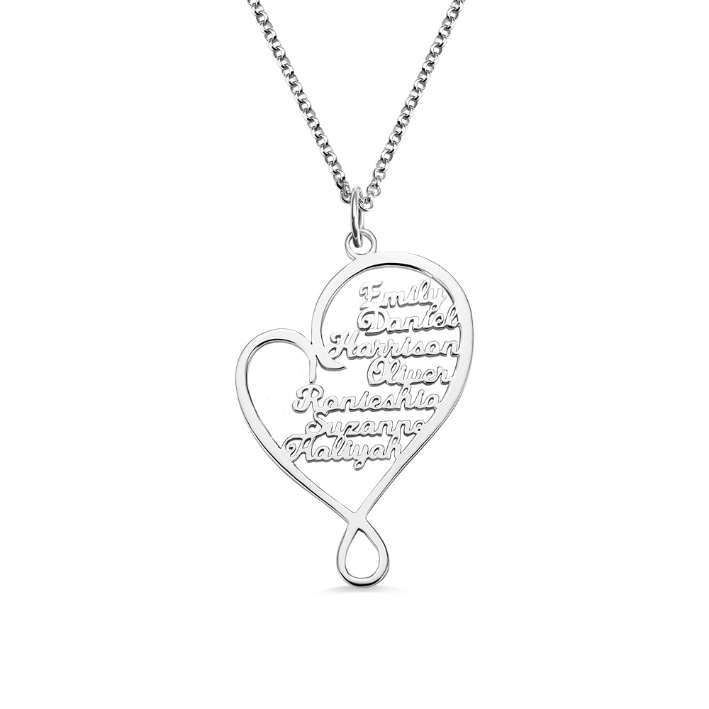 Collana personalizzata con cuore e abbraccio per la mamma in argento sterling 925 