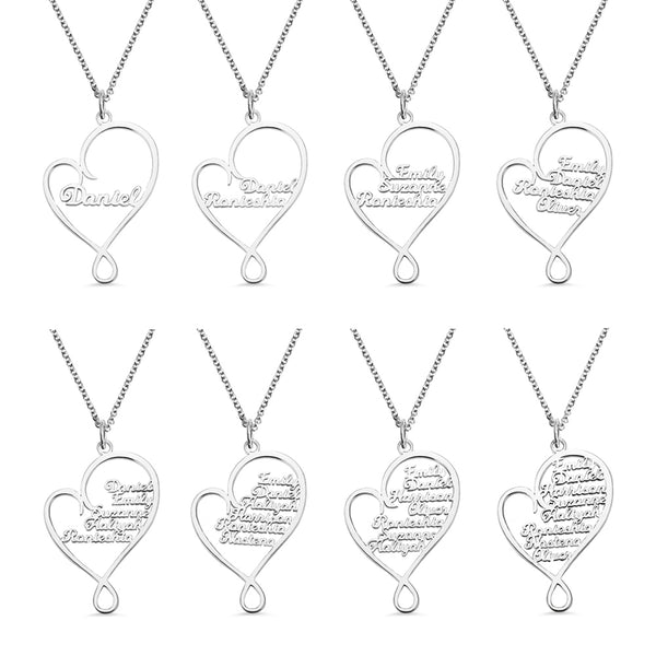 Collana personalizzata con cuore e abbraccio per la mamma in argento sterling 925 