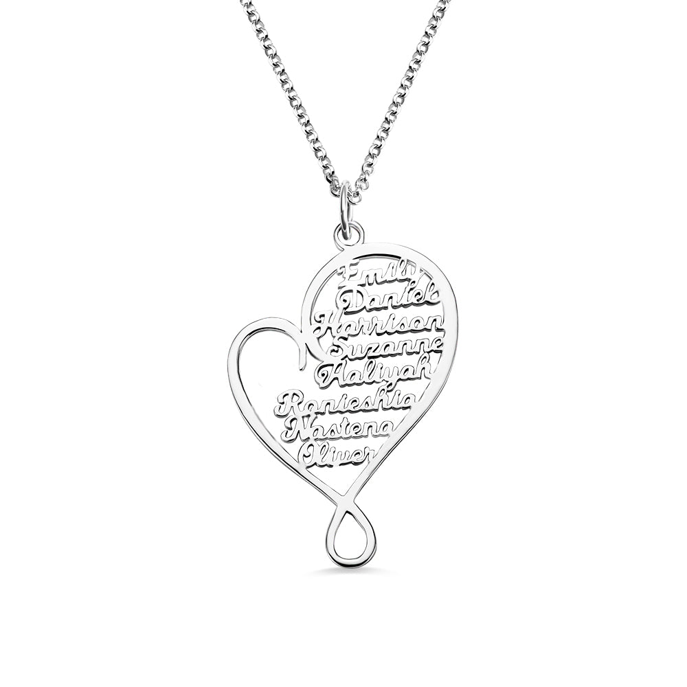 Collana personalizzata con cuore e abbraccio per la mamma in argento sterling 925 