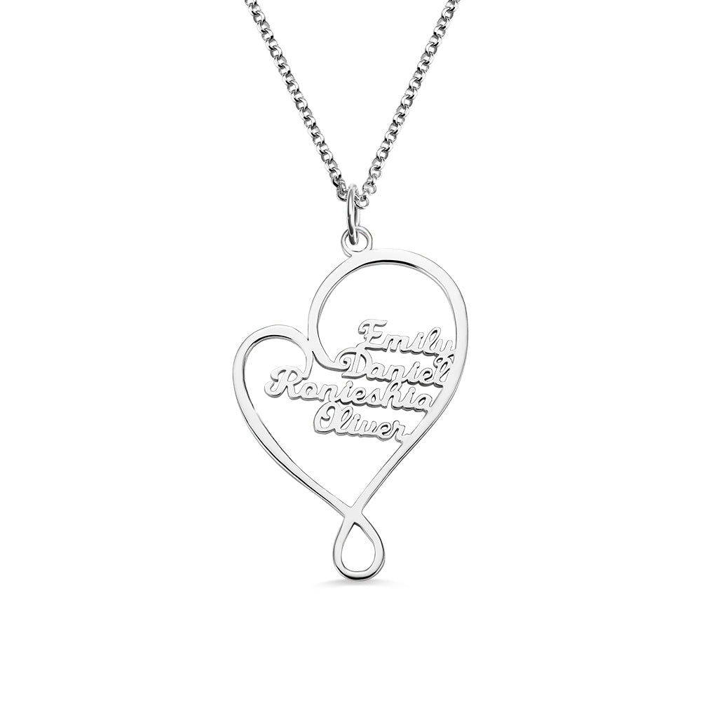 Collana personalizzata con cuore e abbraccio per la mamma in argento sterling 925 