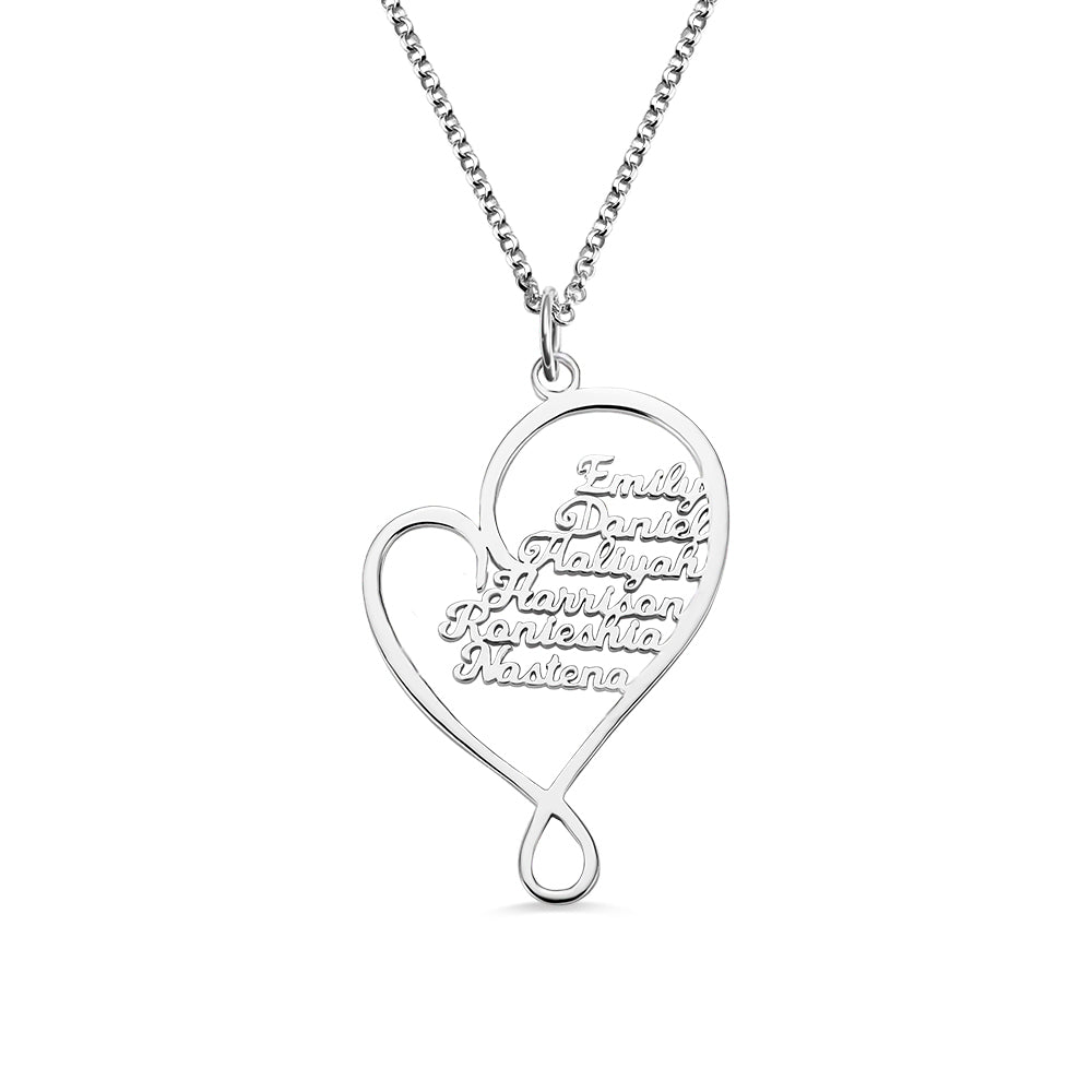 Collana personalizzata con cuore e abbraccio per la mamma in argento sterling 925 