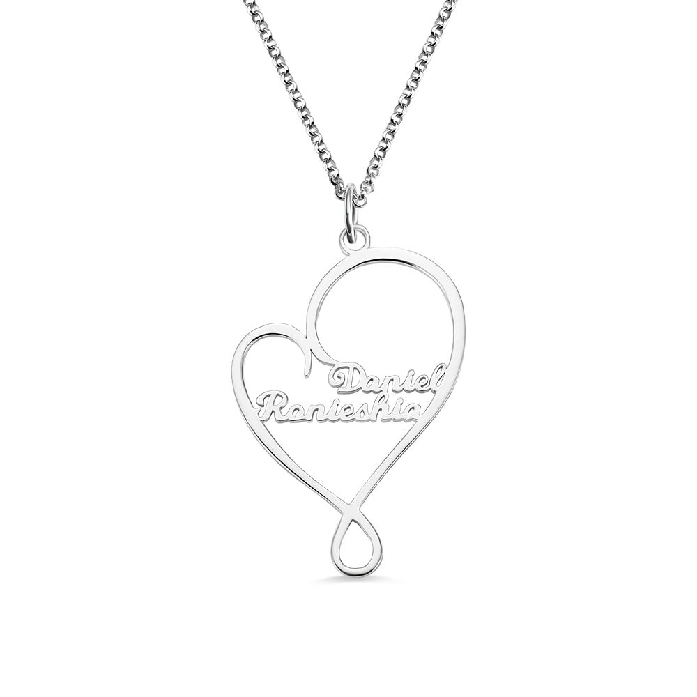 Collana personalizzata con cuore e abbraccio per la mamma in argento sterling 925 