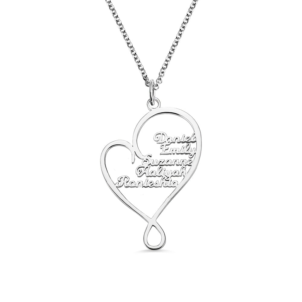 Collana personalizzata con cuore e abbraccio per la mamma in argento sterling 925 