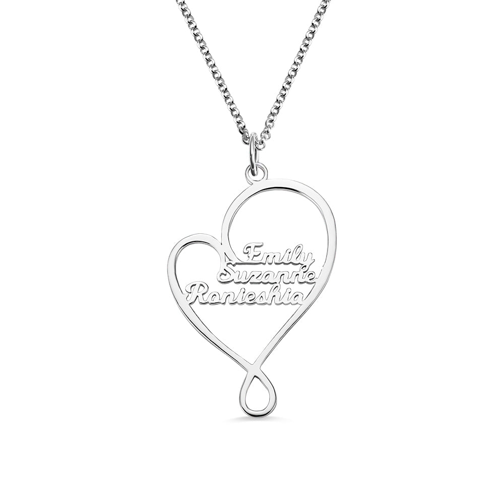 Collana personalizzata con cuore e abbraccio per la mamma in argento sterling 925 