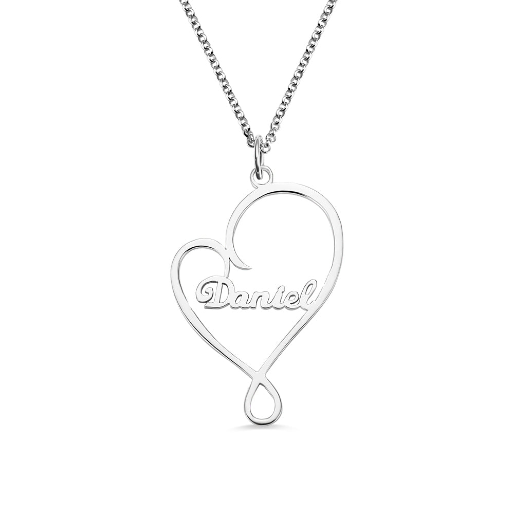 Collana personalizzata con cuore e abbraccio per la mamma in argento sterling 925 