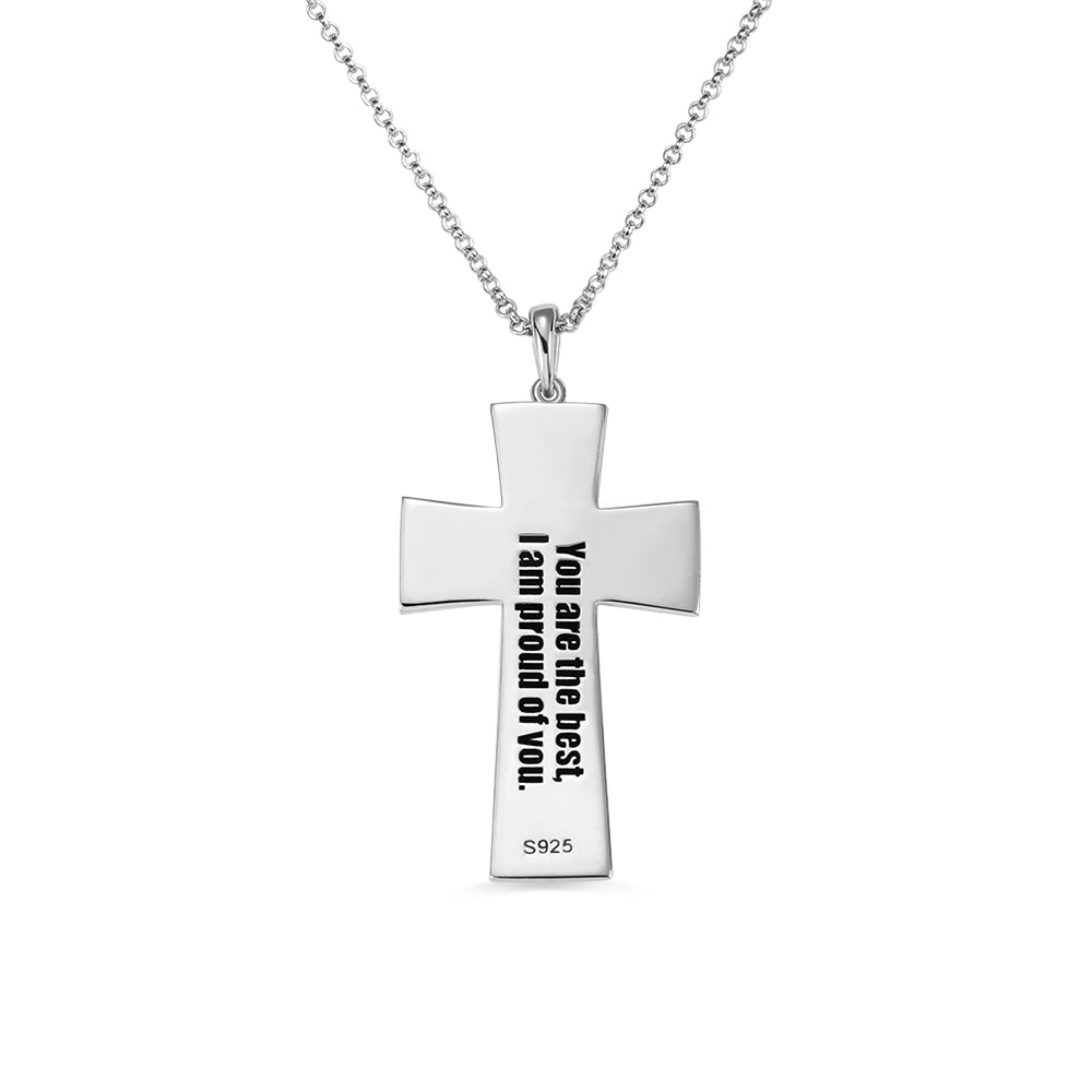 Engraved Football Cross Necklace