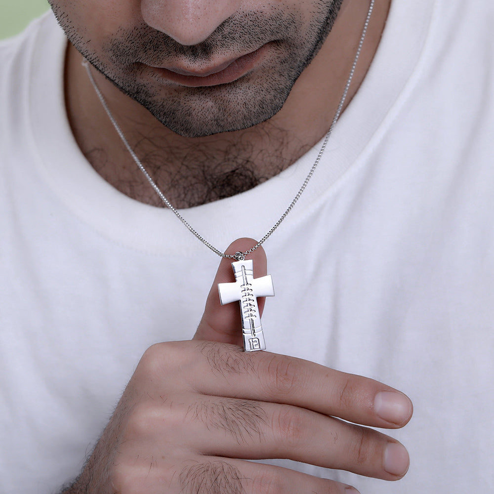 Engraved Football Cross Necklace