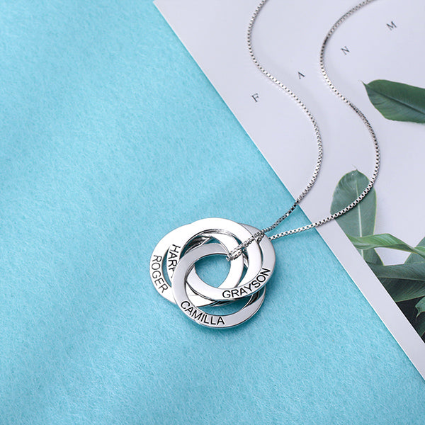 Engraved Russian Ring Necklace Sterling Silver