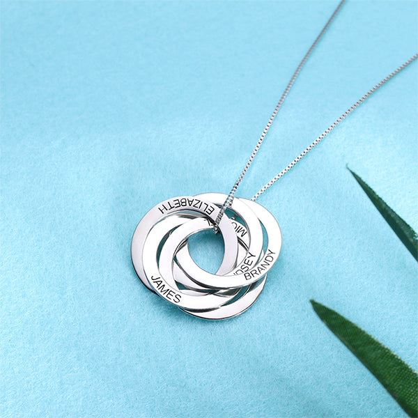 Engraved Russian Ring Necklace Sterling Silver