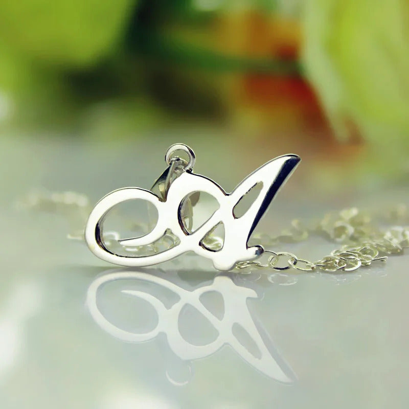 Sterling Silver Custom Initial Letter Necklace