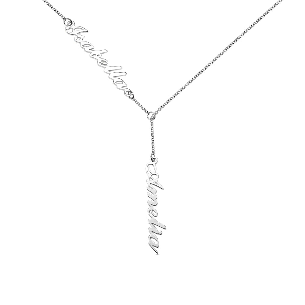 Collana personalizzata a forma di Y con due nomi in argento sterling