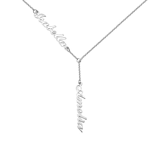 Collana personalizzata a forma di Y con due nomi in argento sterling