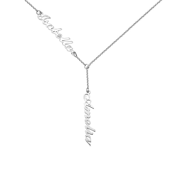 Collana personalizzata a forma di Y con due nomi in argento sterling