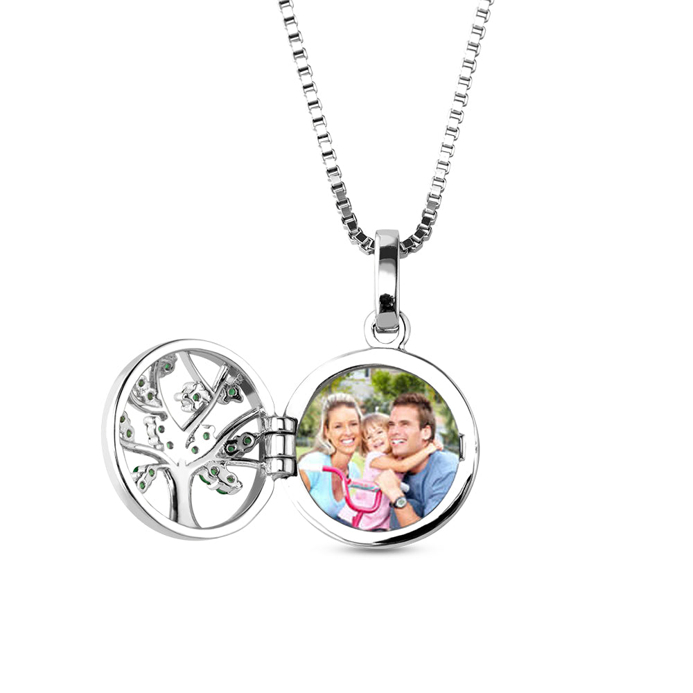 Engraved Unique Family Tree Photo Locket Sterling Sliver