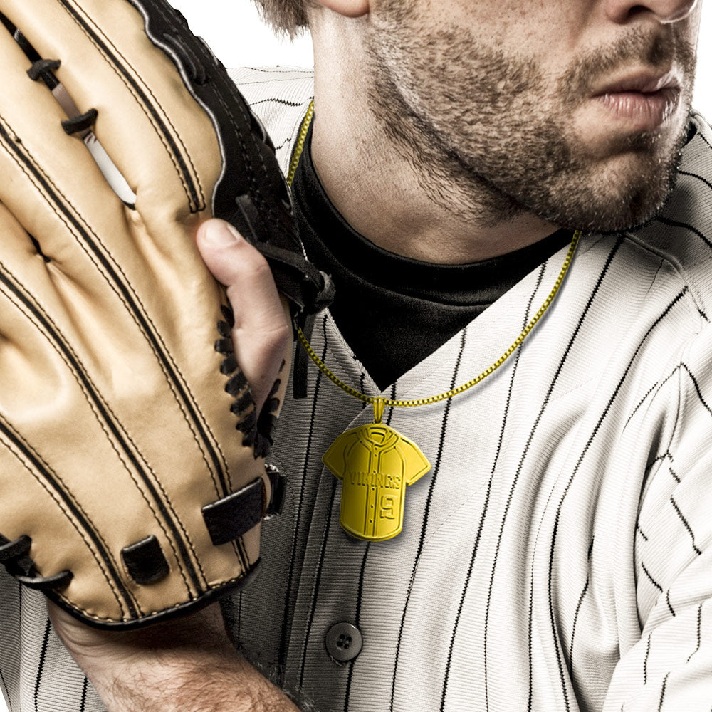 Collana con maglia da baseball personalizzata con nome e numero 