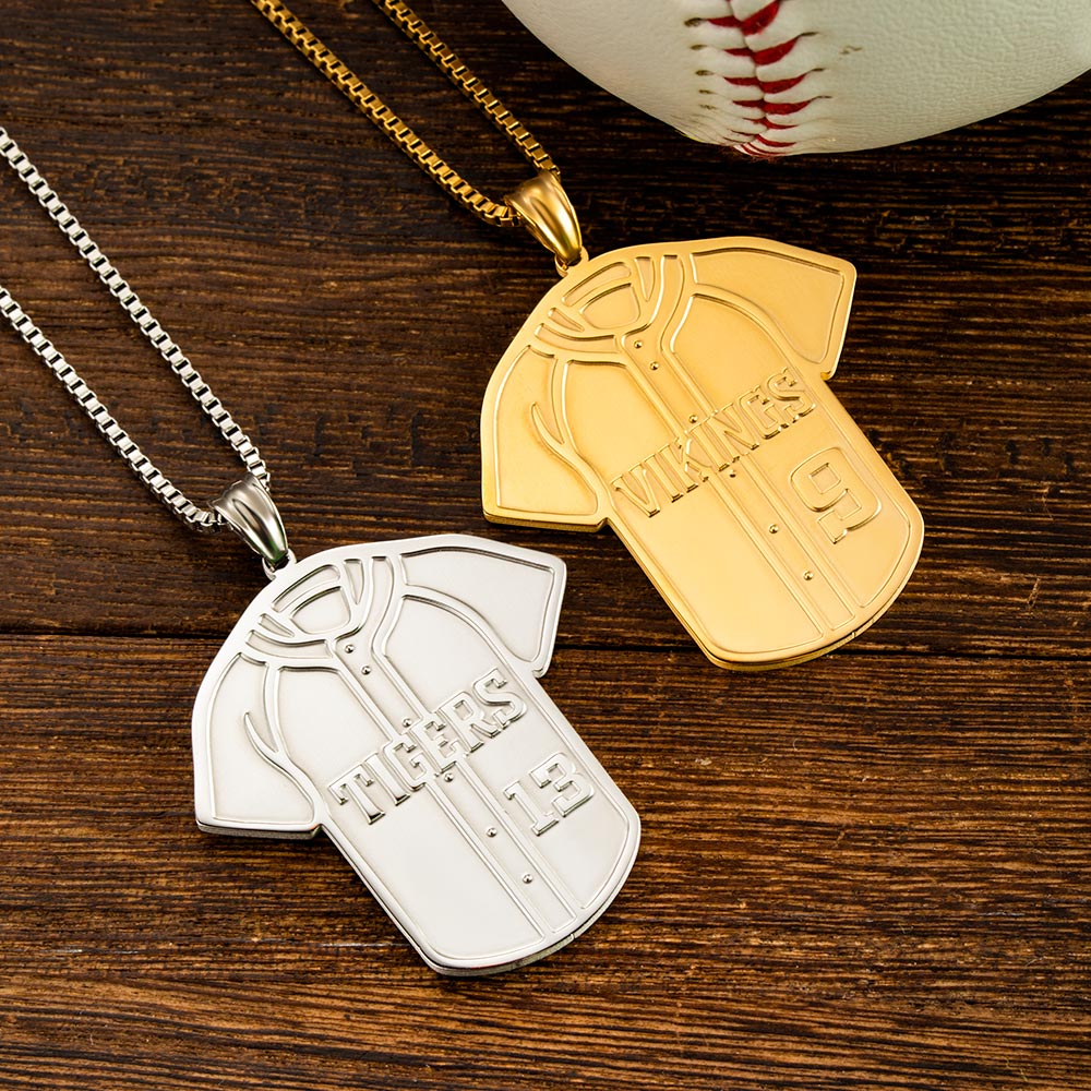 Collana con maglia da baseball personalizzata con nome e numero 