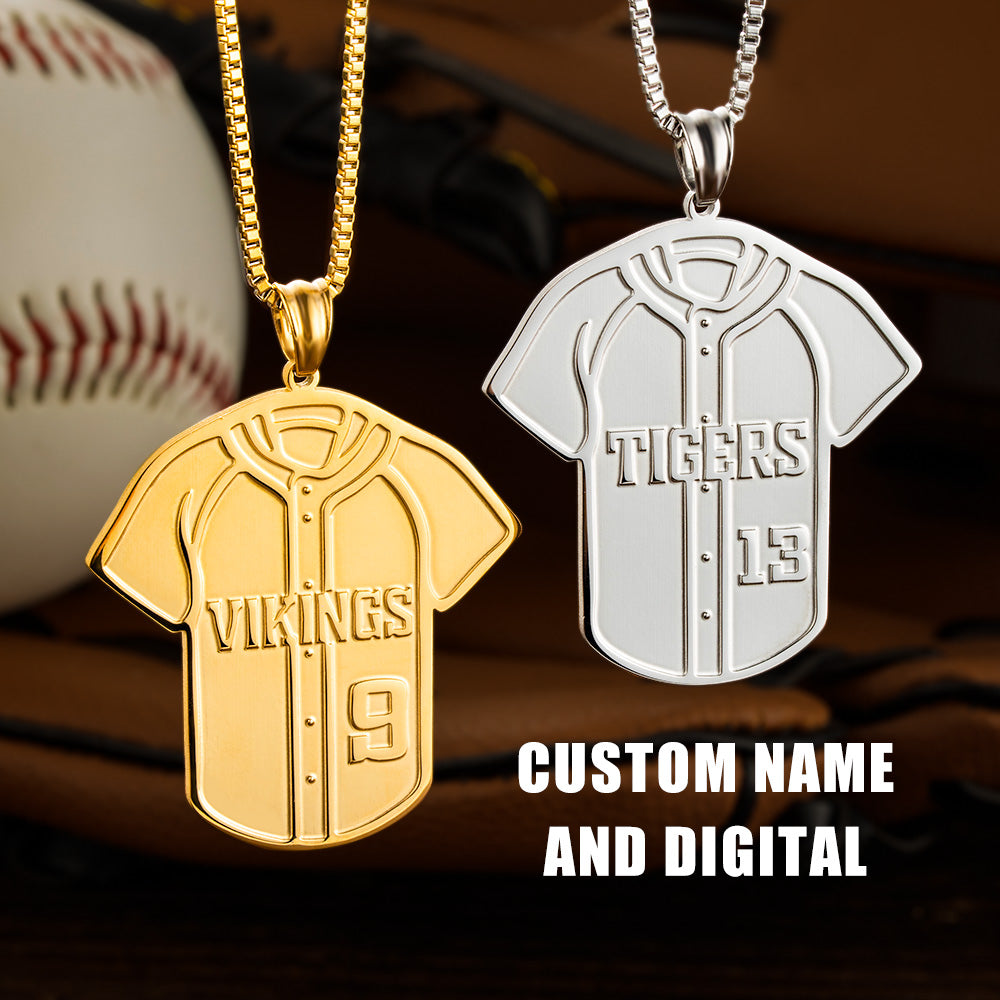 Collana con maglia da baseball personalizzata con nome e numero 