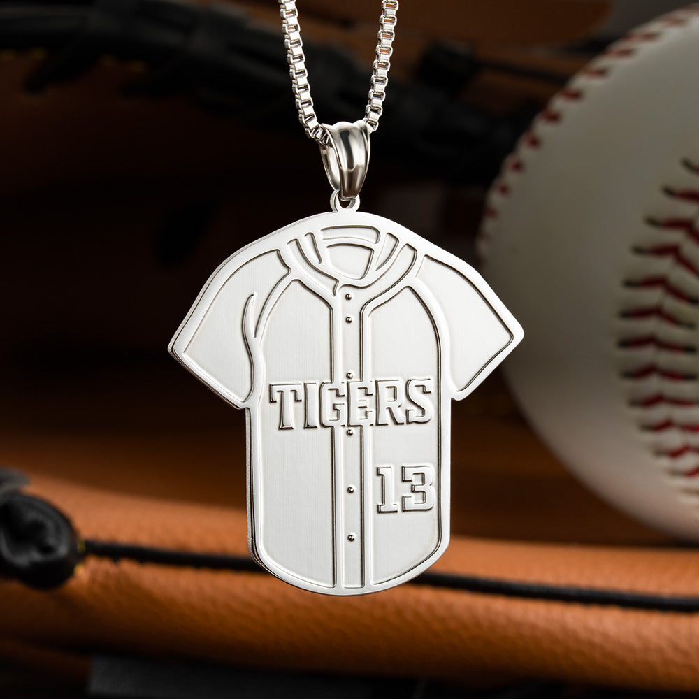 Collana con maglia da baseball personalizzata con nome e numero 