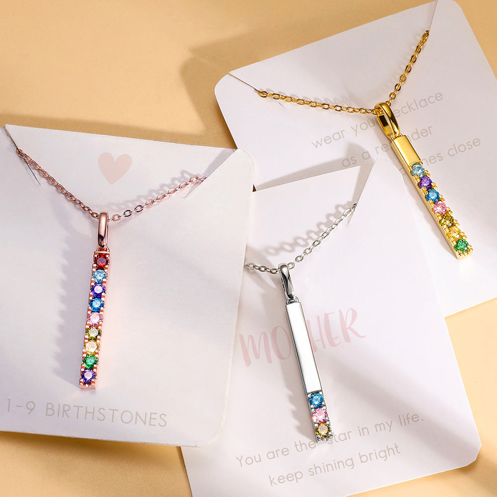 Customized Birthstones Bar Necklace