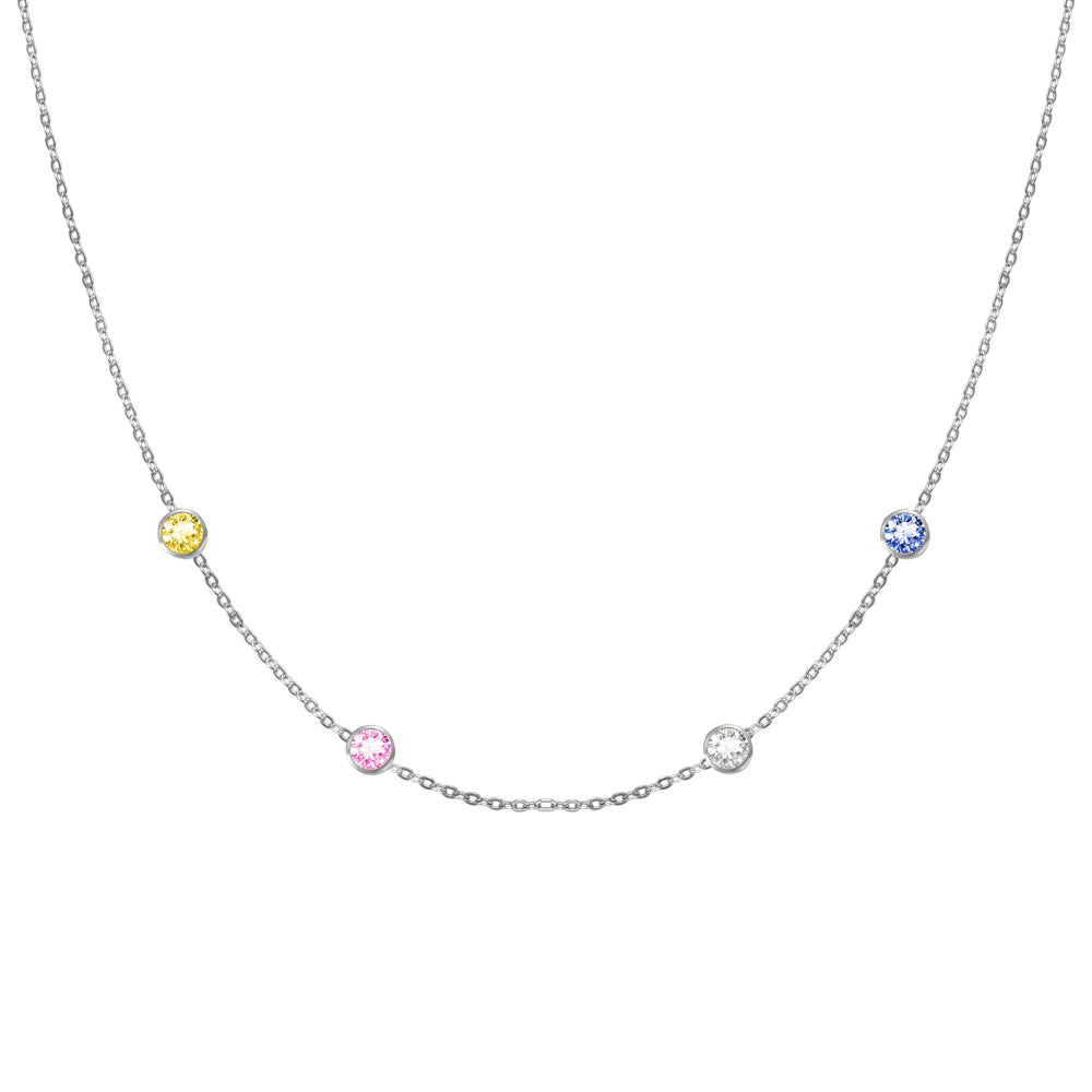 Custom Spaced Birthstone Charm Necklace