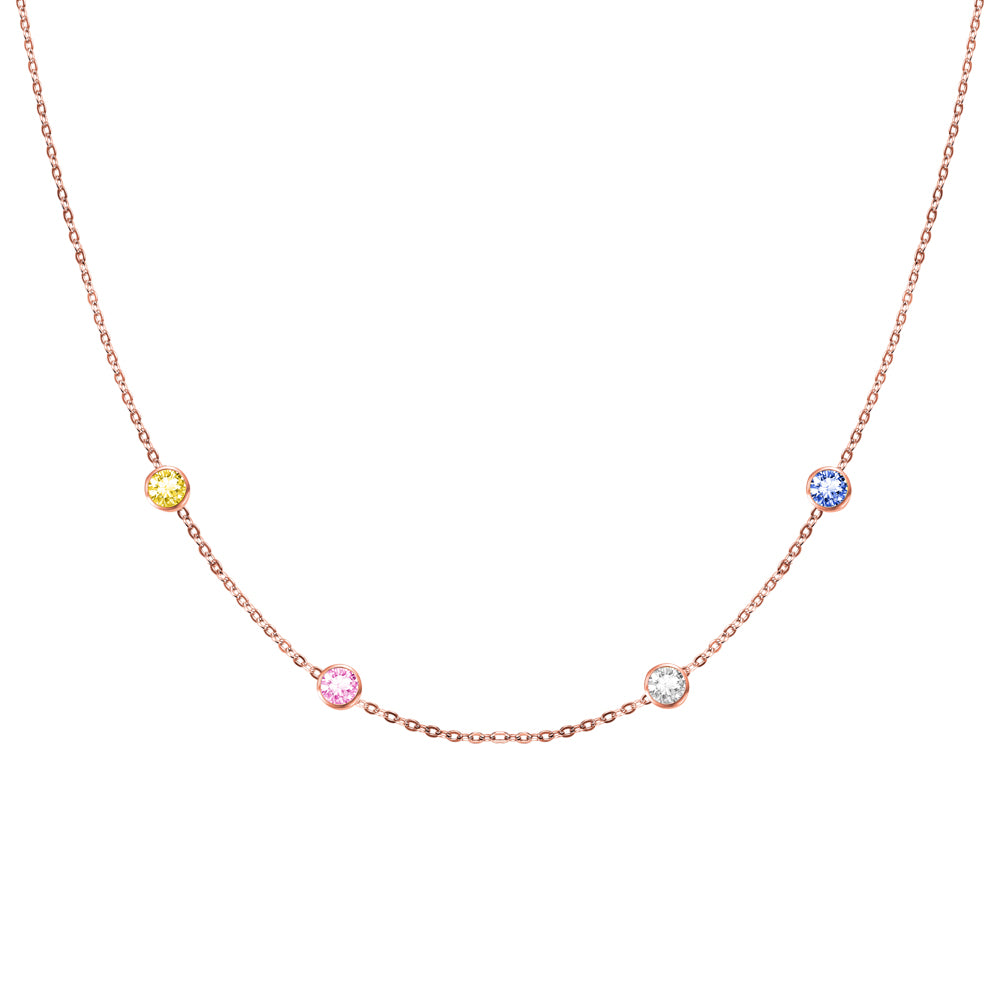 Custom Spaced Birthstone Charm Necklace