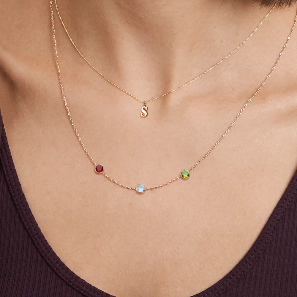 Custom Spaced Birthstone Charm Necklace