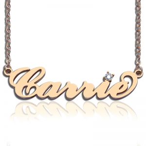 Collana in argento sterling con nome Carrie e pietra portafortuna