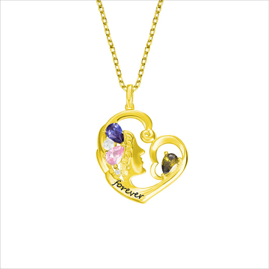 Collana con nome personalizzato e pietra portafortuna a forma di cuore, regalo per la mamma 