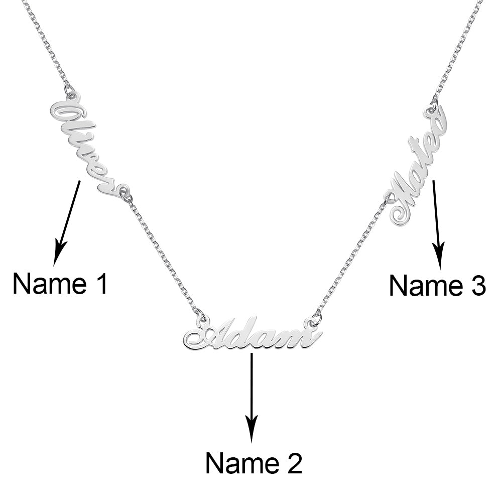 Personalized Three Names Necklace Stainless Steel