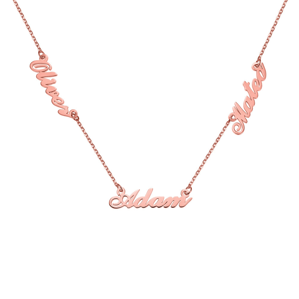 Personalized Three Names Necklace Stainless Steel