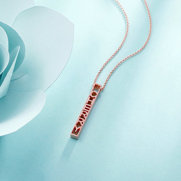 Personalized Special 3D Bar Necklace In Silver