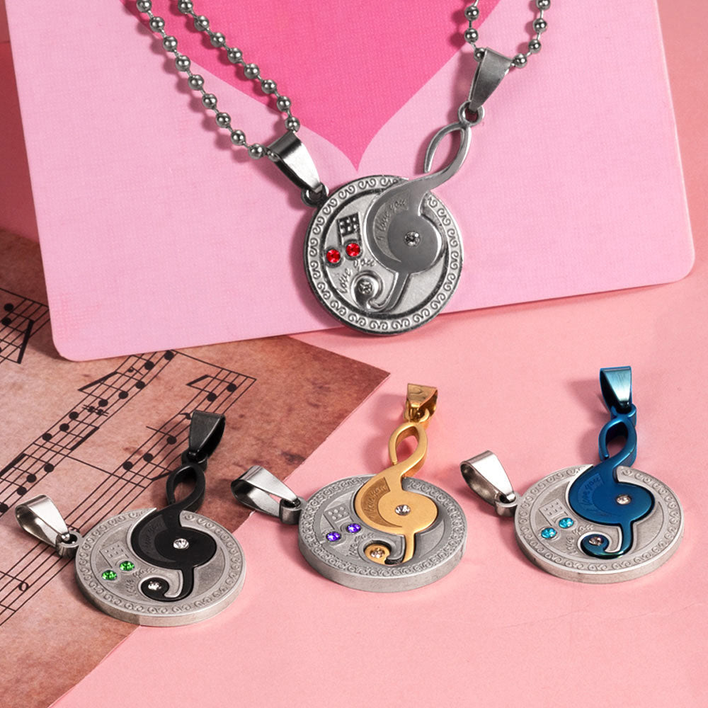 Musical Note Titanium Steel Couple's Necklaces