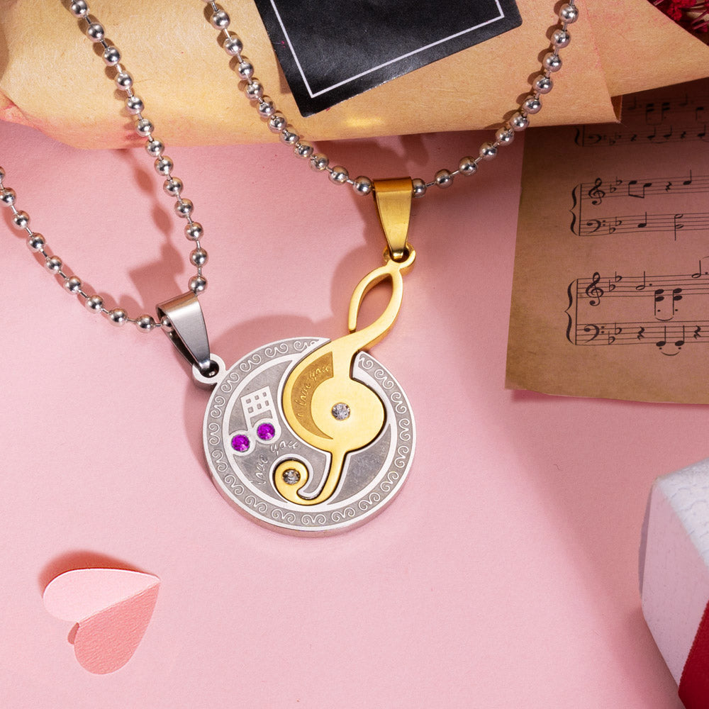 Musical Note Titanium Steel Couple's Necklaces