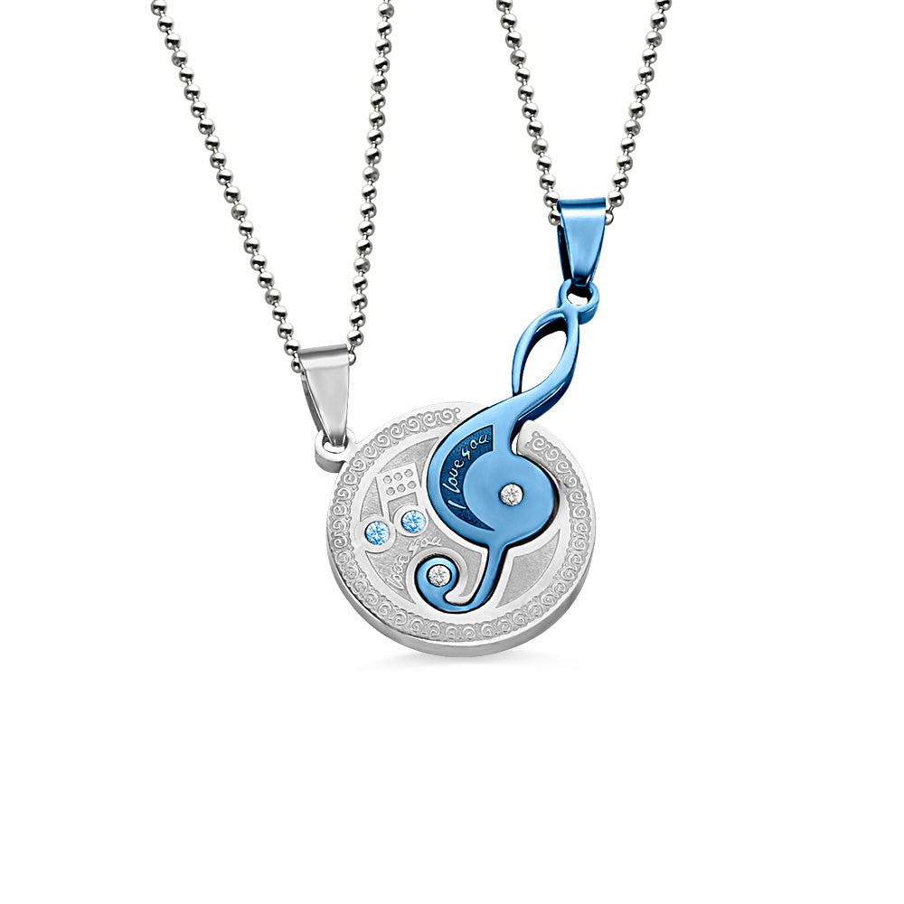 Musical Note Titanium Steel Couple's Necklaces