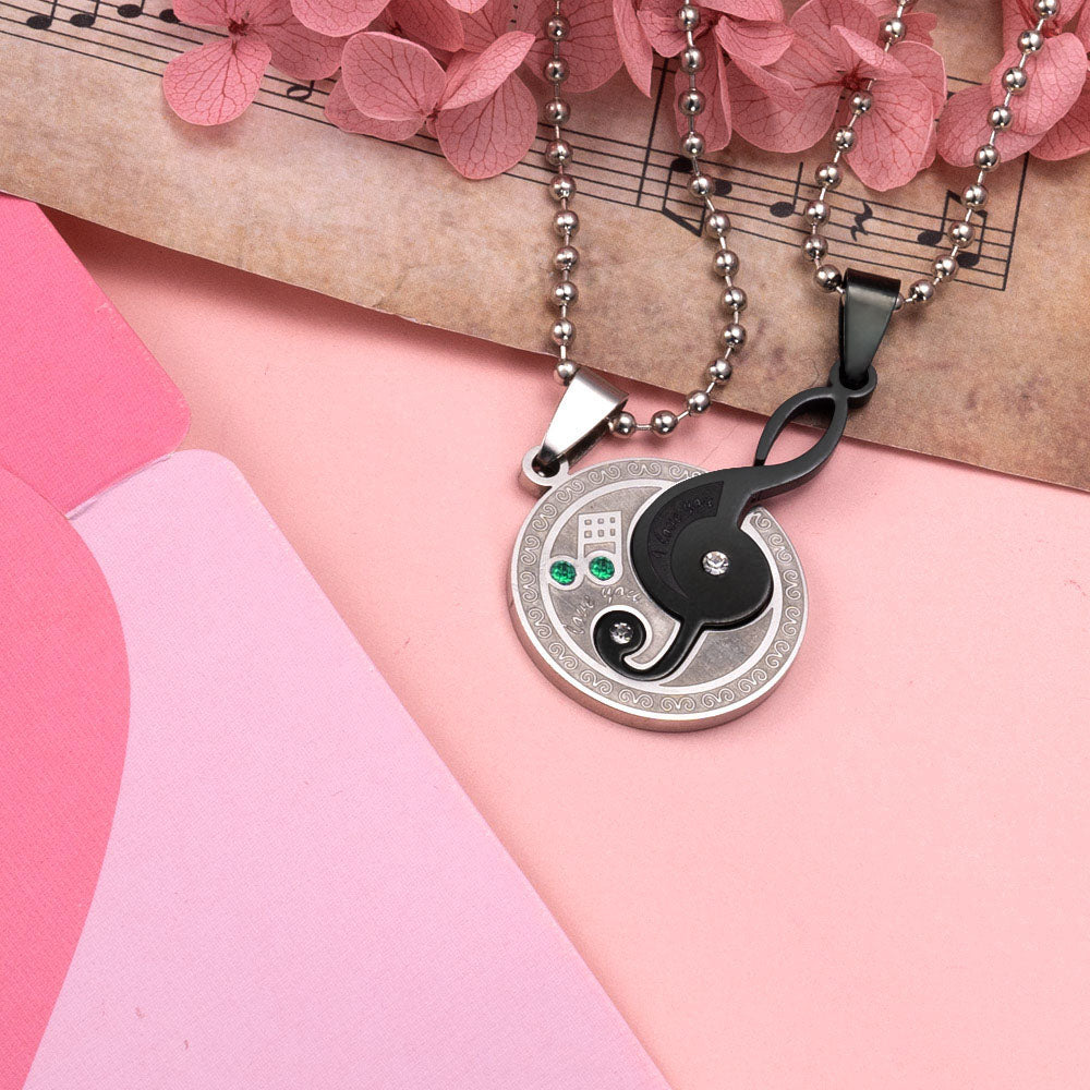 Musical Note Titanium Steel Couple's Necklaces