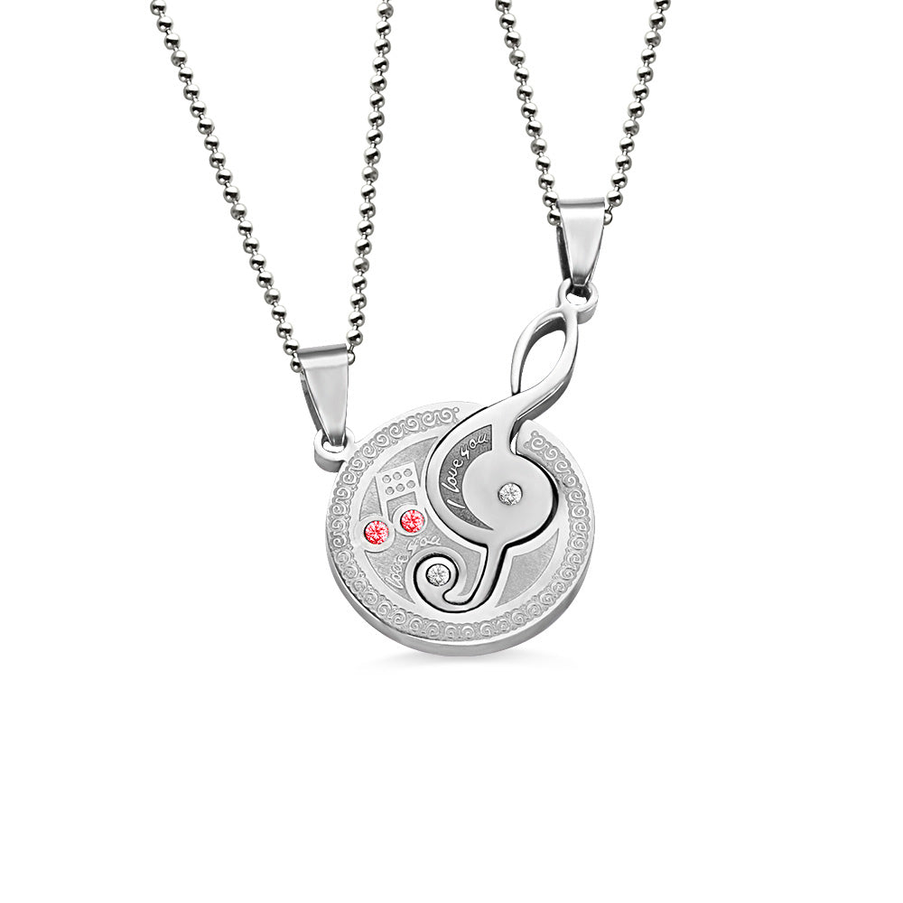 Musical Note Titanium Steel Couple's Necklaces