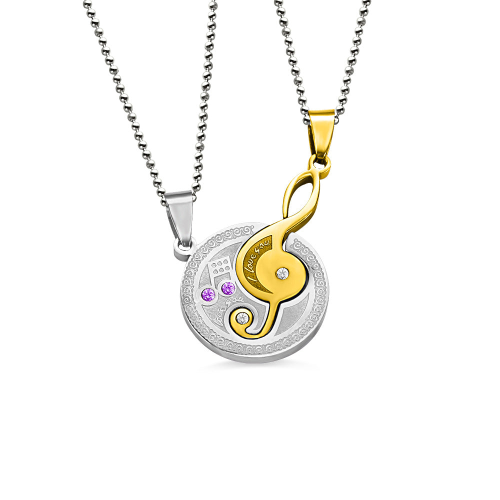 Musical Note Titanium Steel Couple's Necklaces