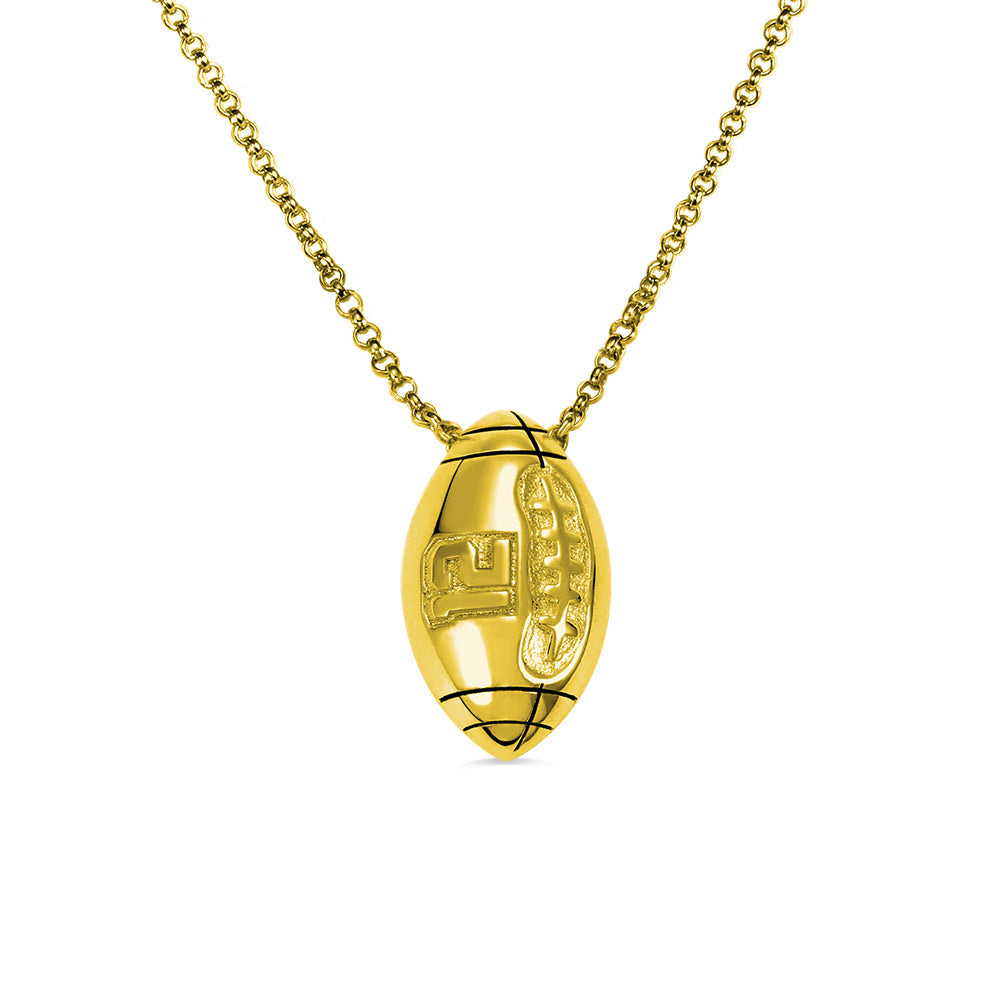 Engraved Football Necklace in Gold