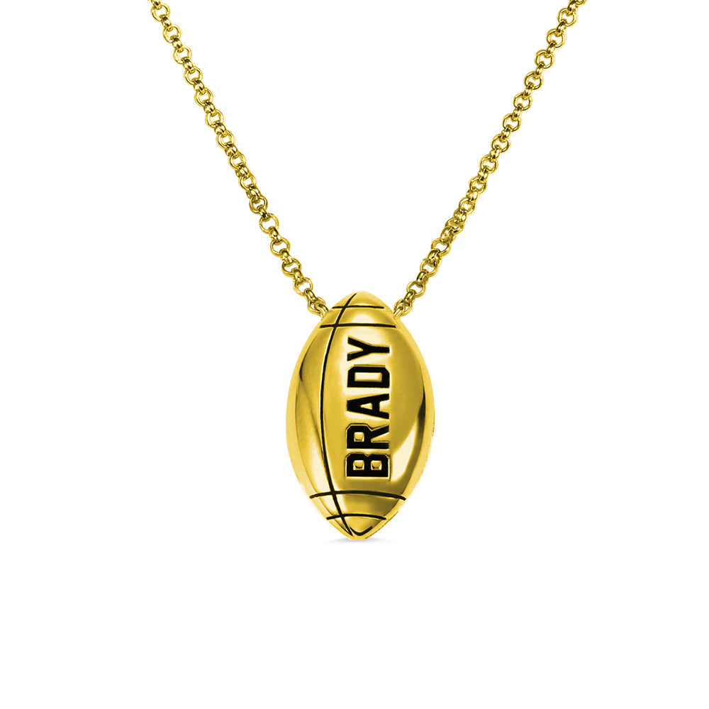 Engraved Football Necklace in Gold