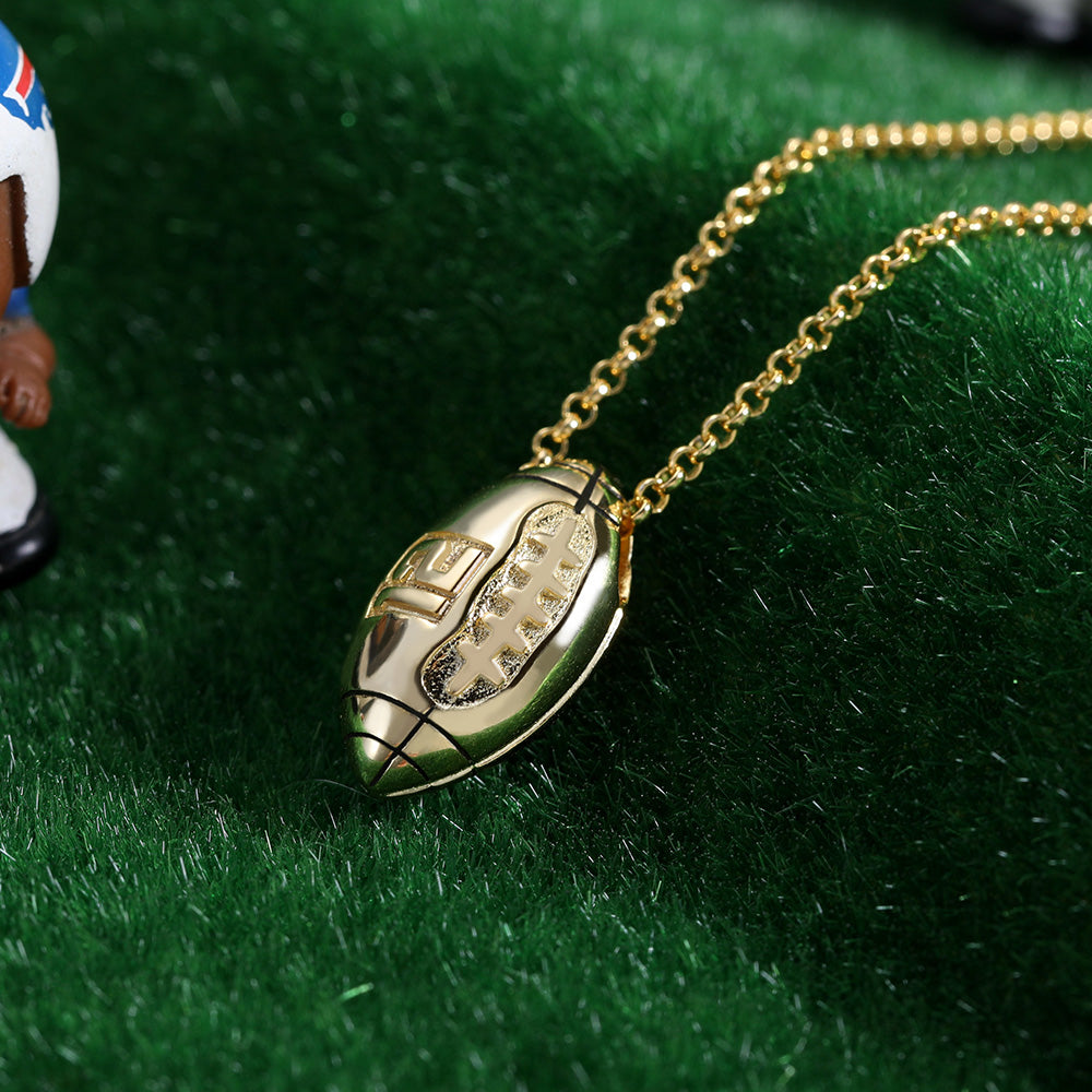 Engraved Football Necklace in Gold