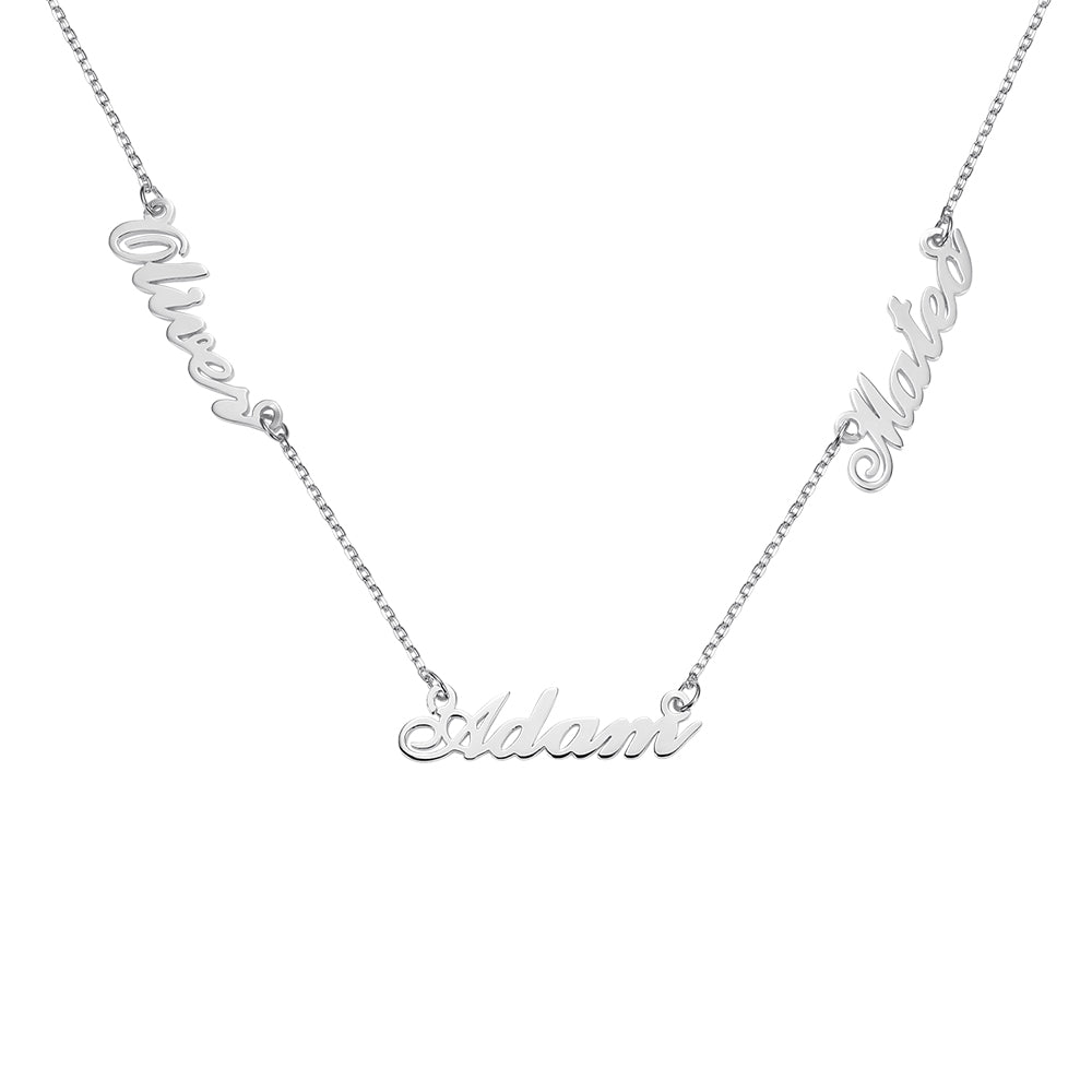 Collana personalizzata Tres-Names in argento sterling 