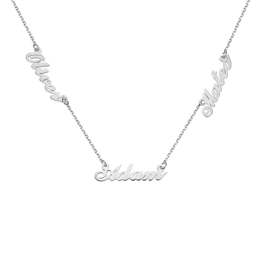 Collana personalizzata Tres-Names in argento sterling 